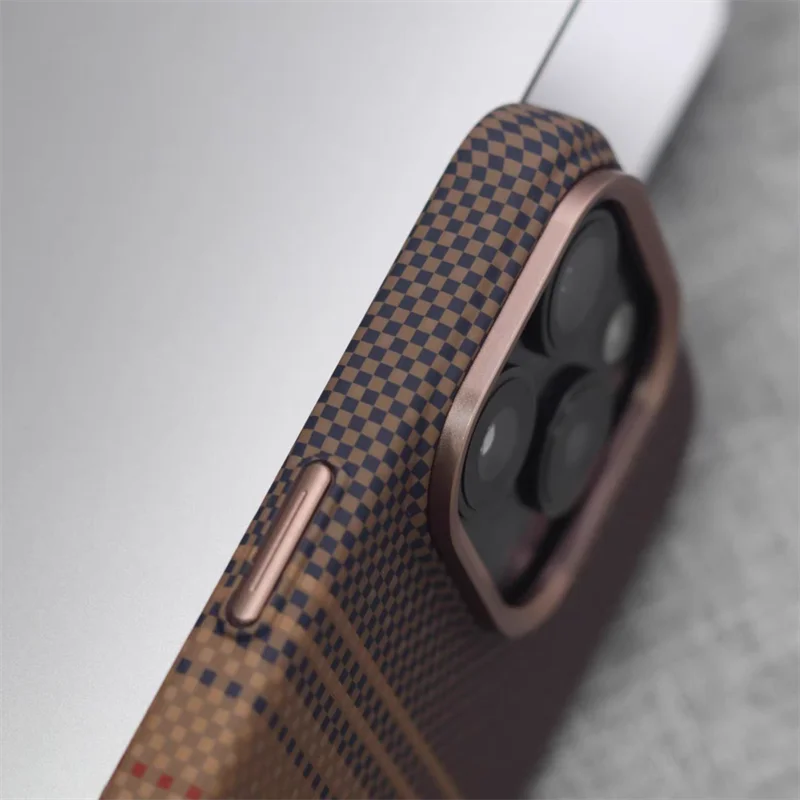 For iPhone 14 15 13 16 Pro Max Luxury Carbon Fiber Relief Magsafe Phone Case Metal Lens Matte Wireless Charging Shockproof Cover