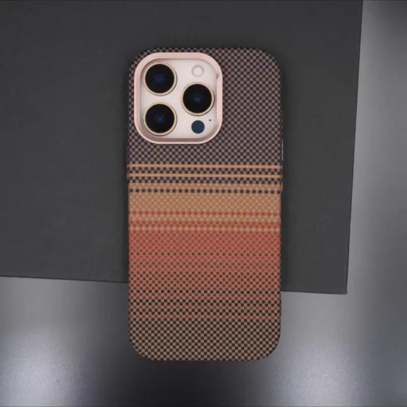 For iPhone 14 15 13 16 Pro Max Luxury Carbon Fiber Relief Magsafe Phone Case Metal Lens Matte Wireless Charging Shockproof Cover